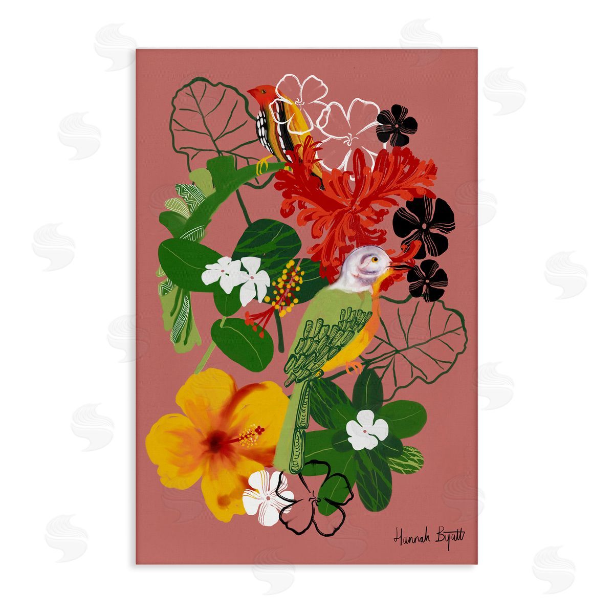Hannah Byatt Gambia Inspired Florals Canvas Wall Art Print