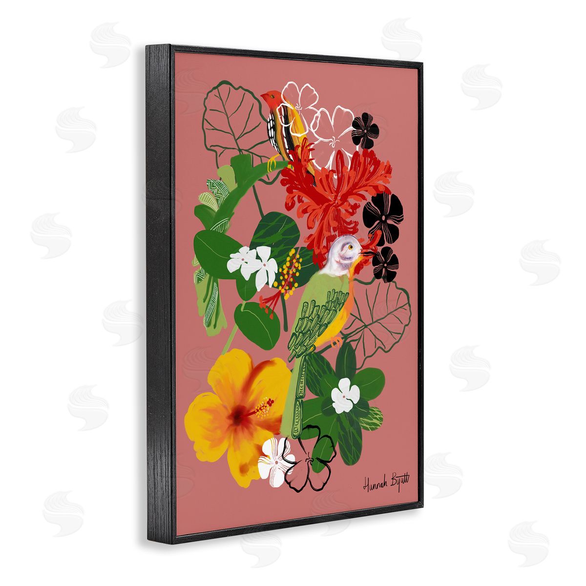 Hannah Byatt Gambia Inspired Florals Black Framed Giclee Wall Art Print