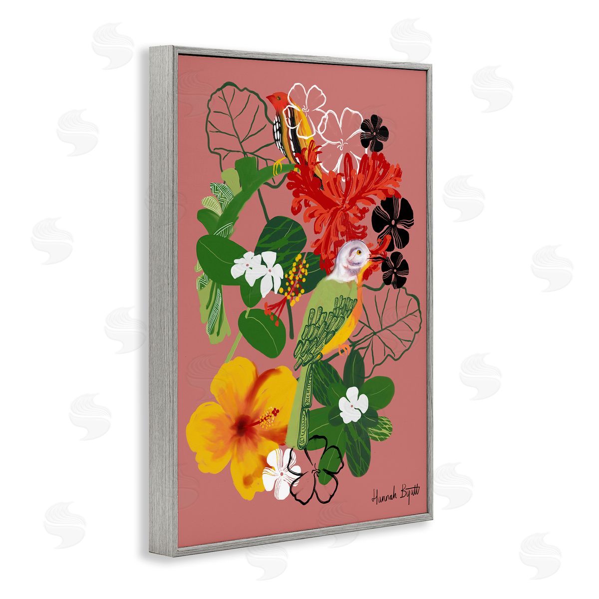 Hannah Byatt Gambia Inspired Florals Gray Framed Giclee Wall Art Print