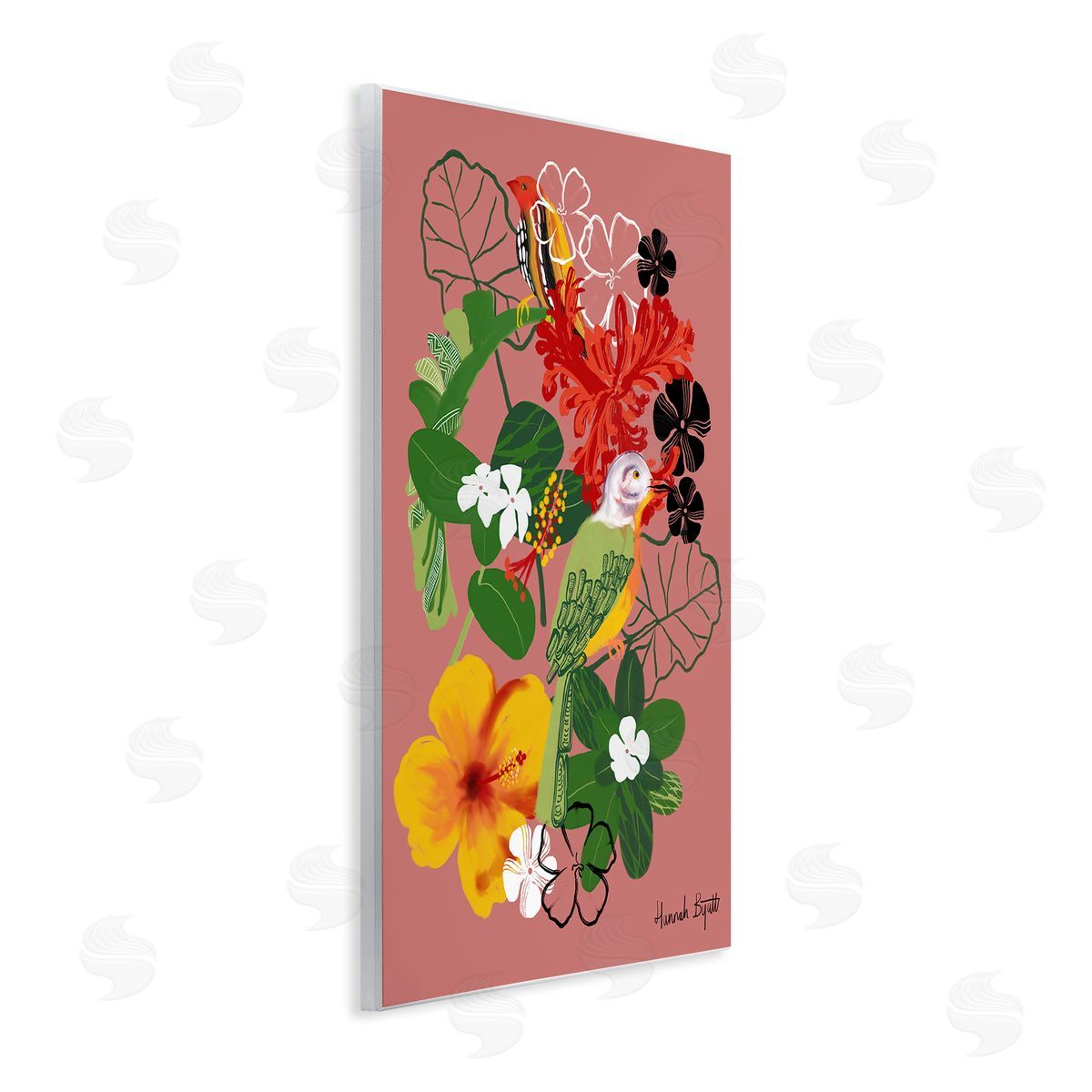 Hannah Byatt Gambia Inspired Florals Wooden Wall Plaque Art Print
