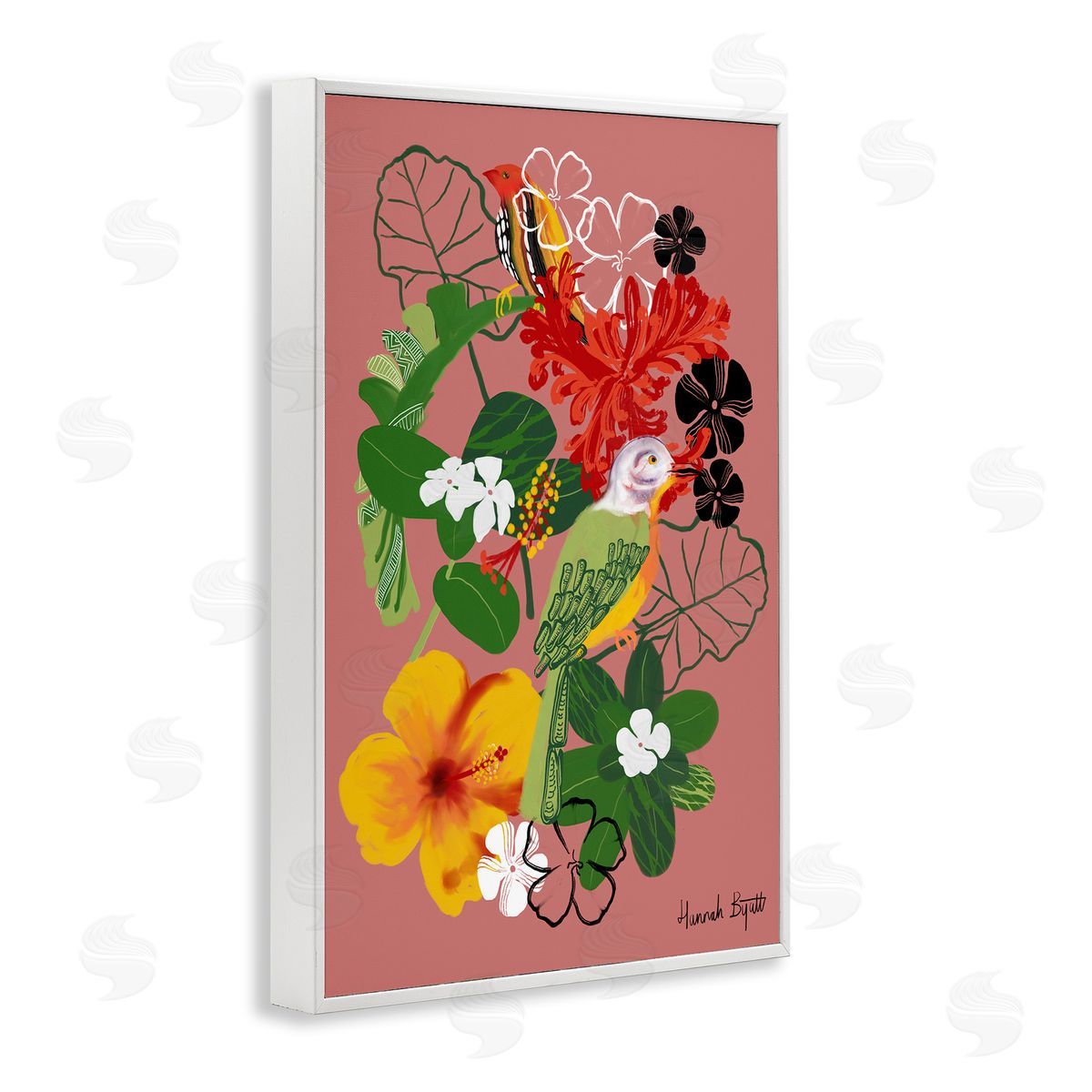 Hannah Byatt Gambia Inspired Florals White Framed Giclee Wall Art Print