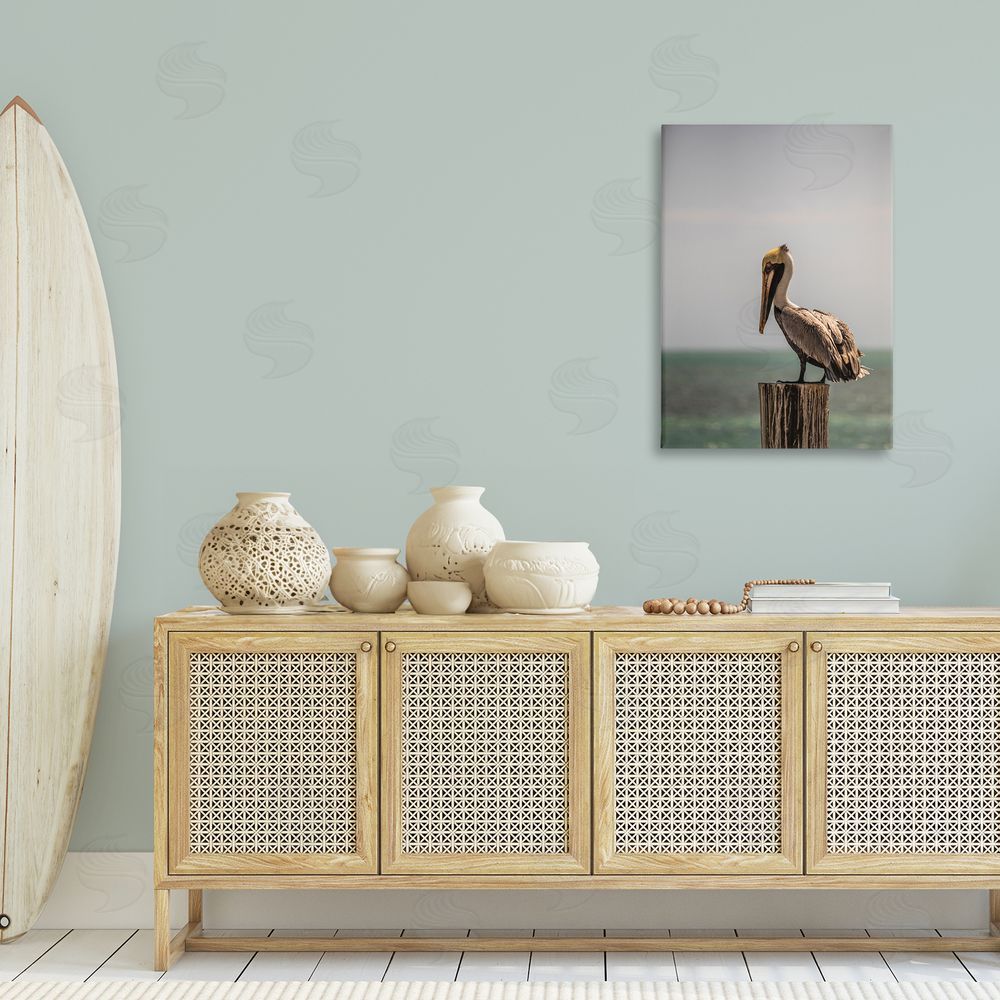 Aaron Matheson Nautical Landscape Pelican Canvas Wall Art Print in Room