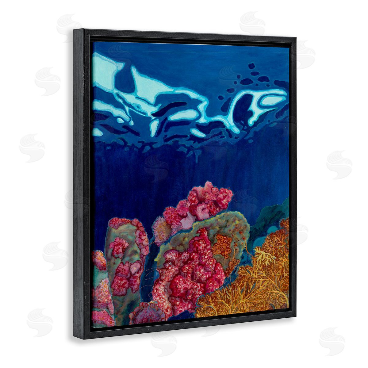 Sara Everett Abstract Underwater Coral Black Floating Frame Canvas Wall Art Print