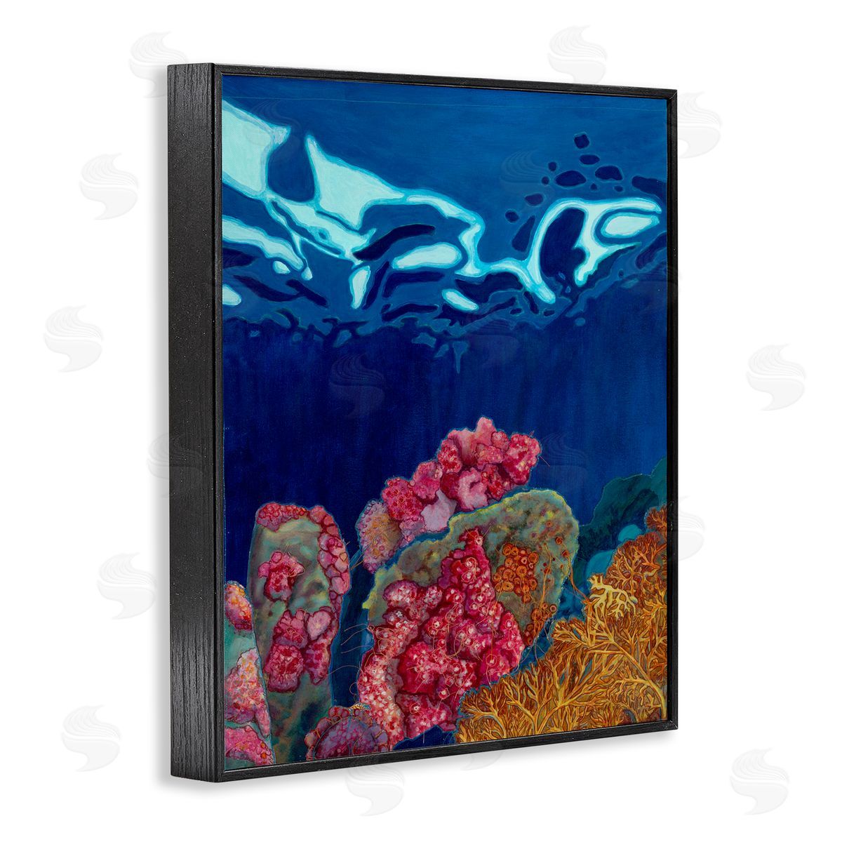 Sara Everett Abstract Underwater Coral Black Framed Giclee Wall Art Print