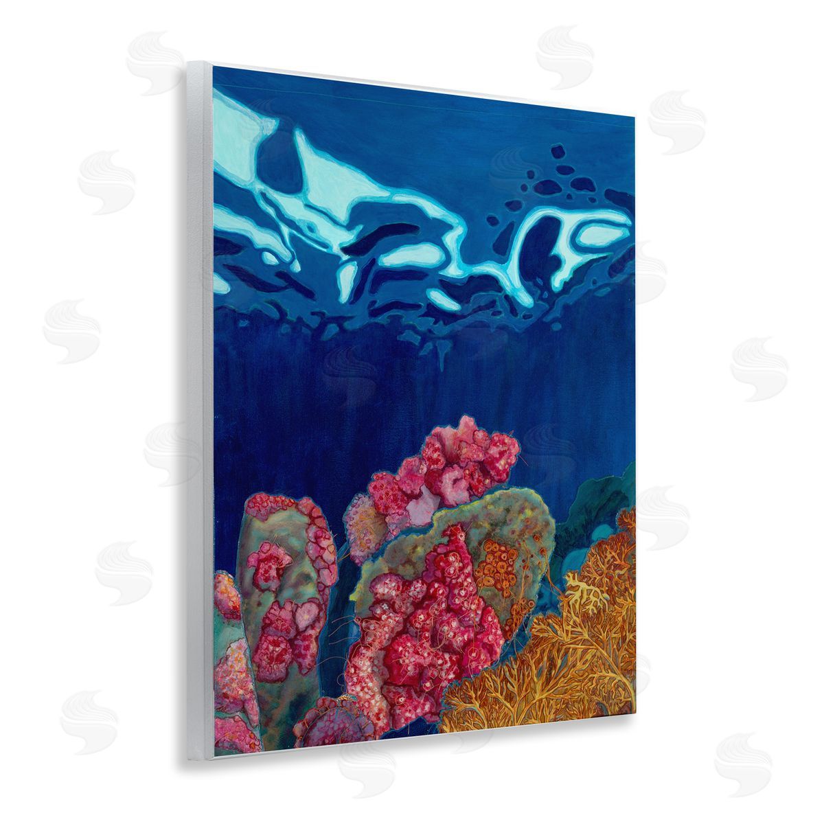 Sara Everett Abstract Underwater Coral Wooden Wall Plaque Art Print