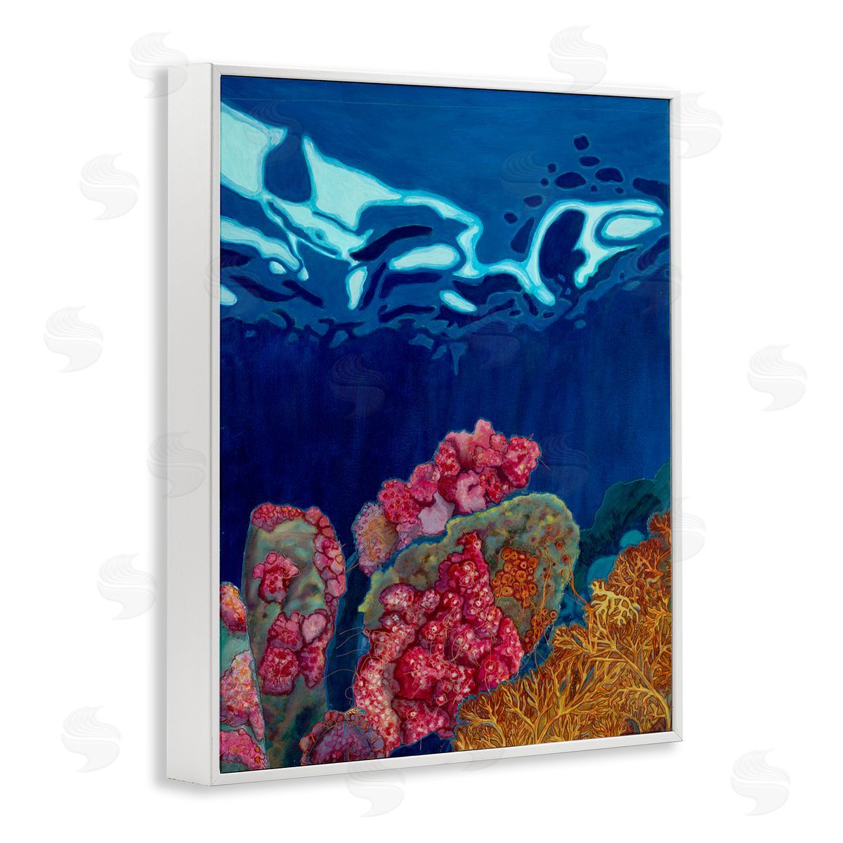 Sara Everett Abstract Underwater Coral White Framed Giclee Wall Art Print