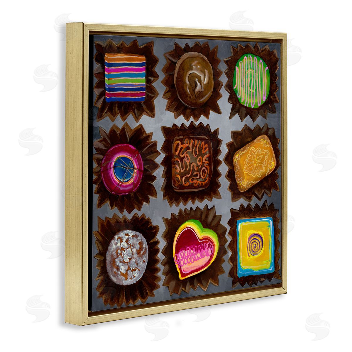 Liz Jardine Various Dessert Chocolates Gold Floating Frame Canvas Wall Art Print