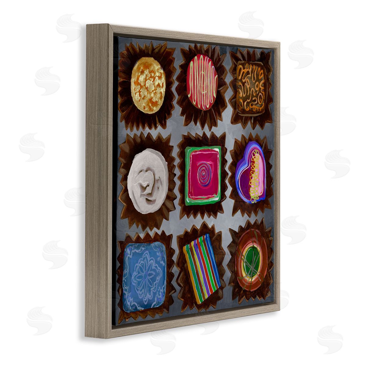 Liz Jardine Mixed Chocolate Pieces Brown Floating Frame Canvas Wall Art Print