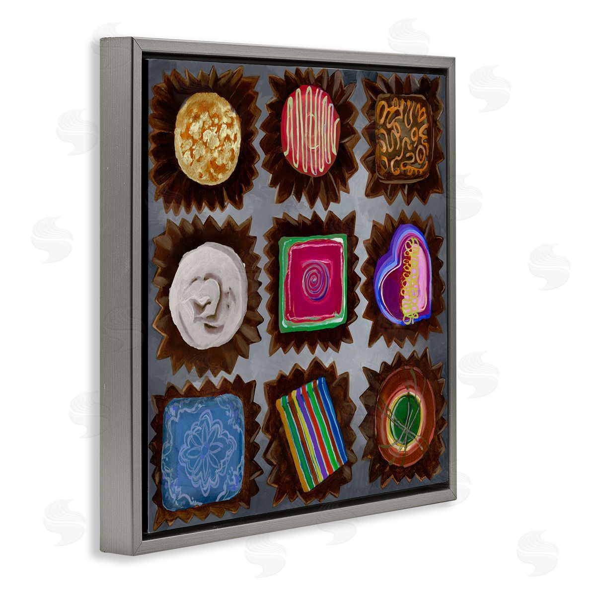 Liz Jardine Mixed Chocolate Pieces Gray Floating Frame Canvas Wall Art Print