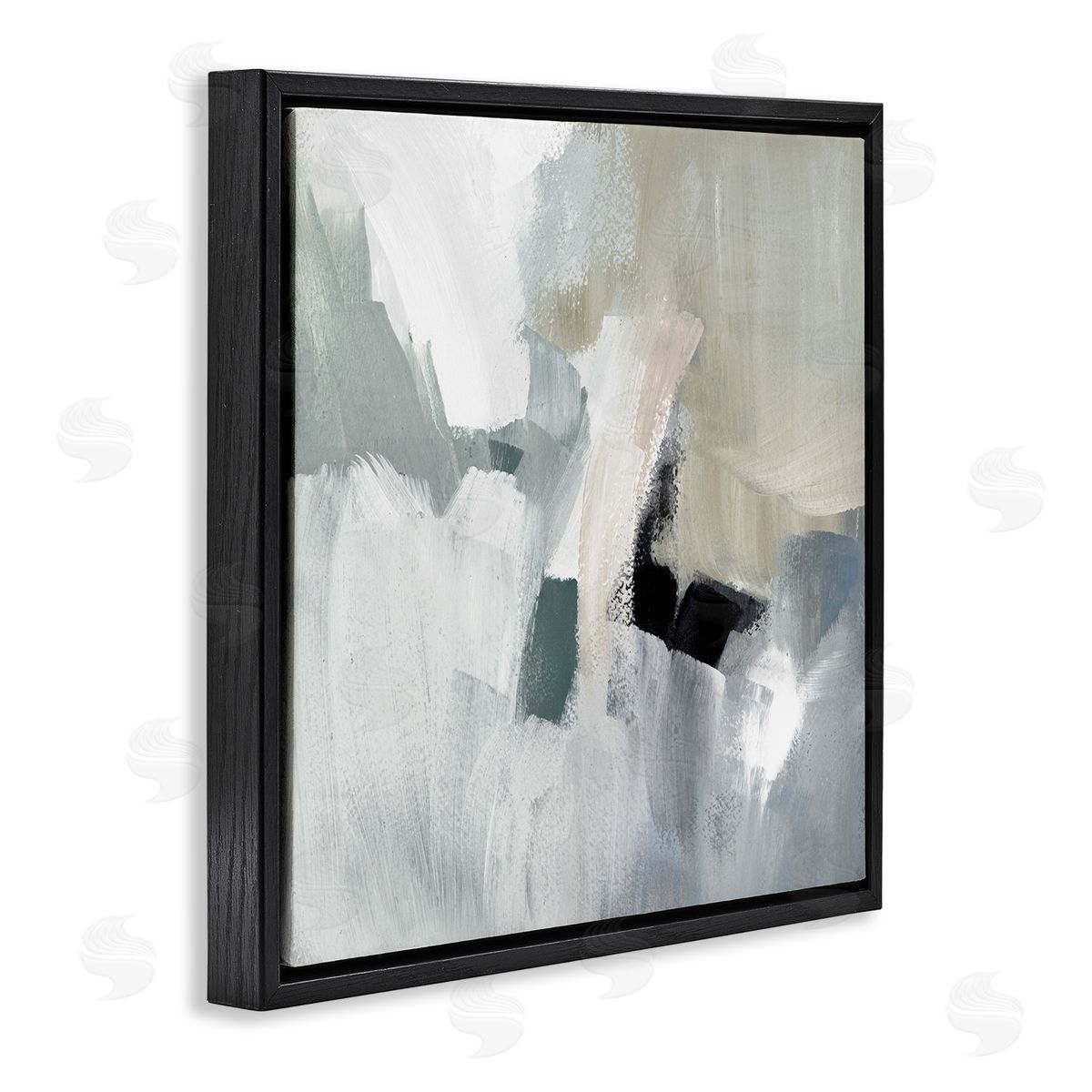 Lanie Loreth Quiet In Grays Abstract Black Floating Frame Canvas Wall Art Print