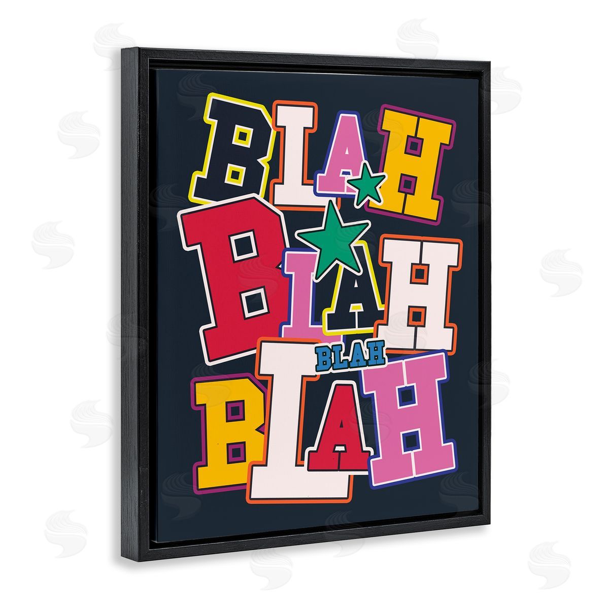 Ahmed Sameh Hussein Bold Blah Blah Text Black Floating Frame Canvas Wall Art Print