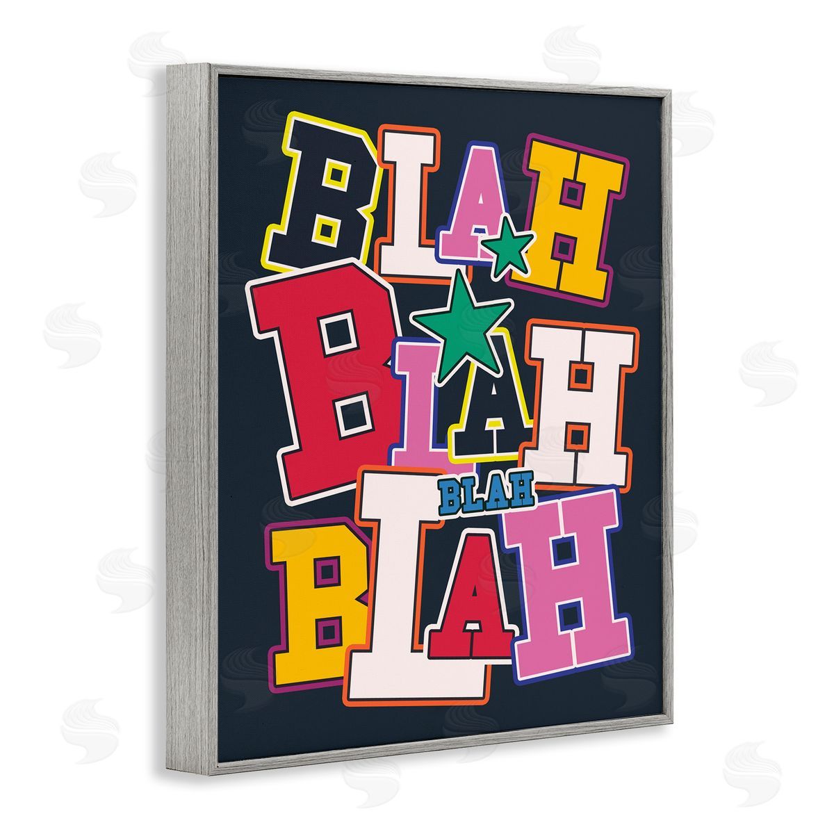 Ahmed Sameh Hussein Bold Blah Blah Text Gray Framed Giclee Wall Art Print