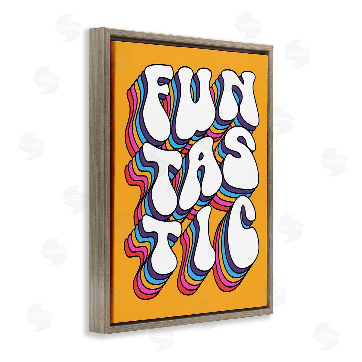 Ahmed Sameh Hussein Funtastic Groovy Typography Brown Floating Frame Canvas Wall Art Print