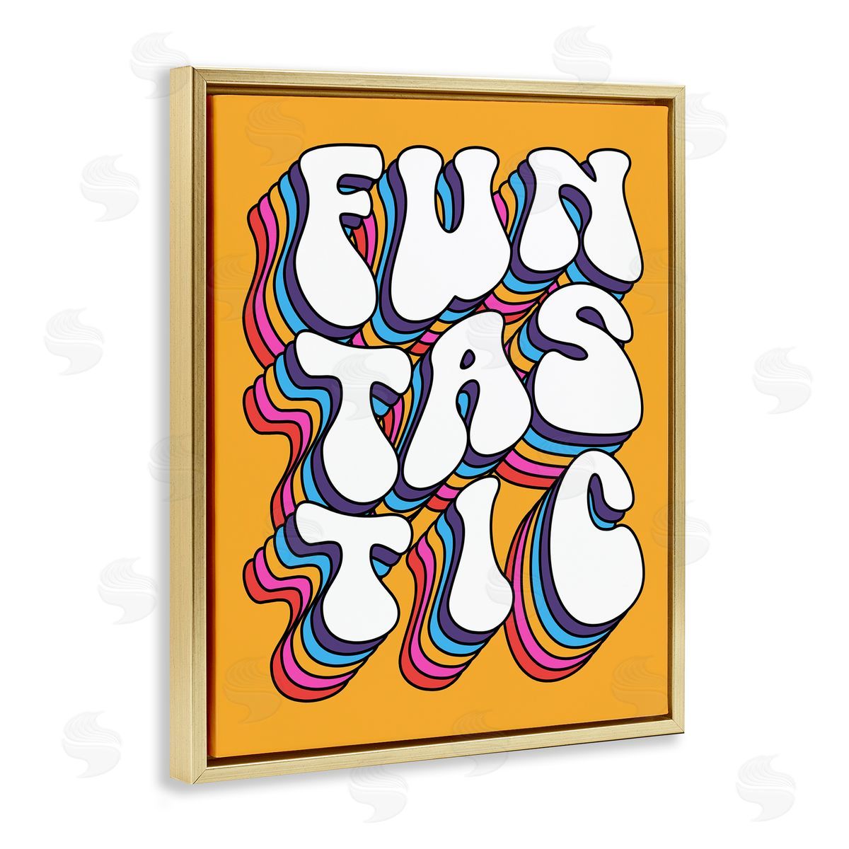 Ahmed Sameh Hussein Funtastic Groovy Typography Gold Floating Frame Canvas Wall Art Print
