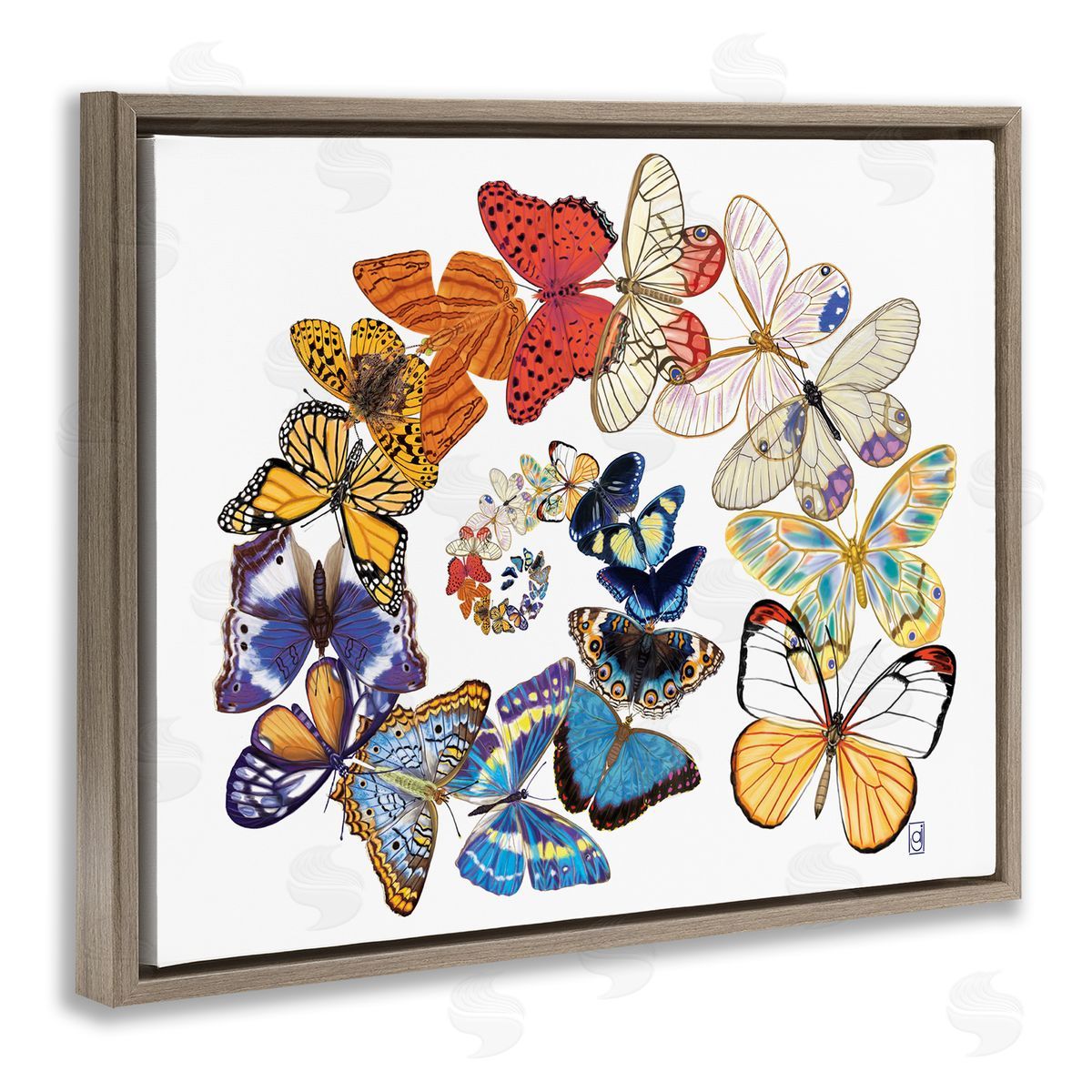 Ann Jasperson Fly Away Butterflies Brown Floating Frame Canvas Wall Art Print