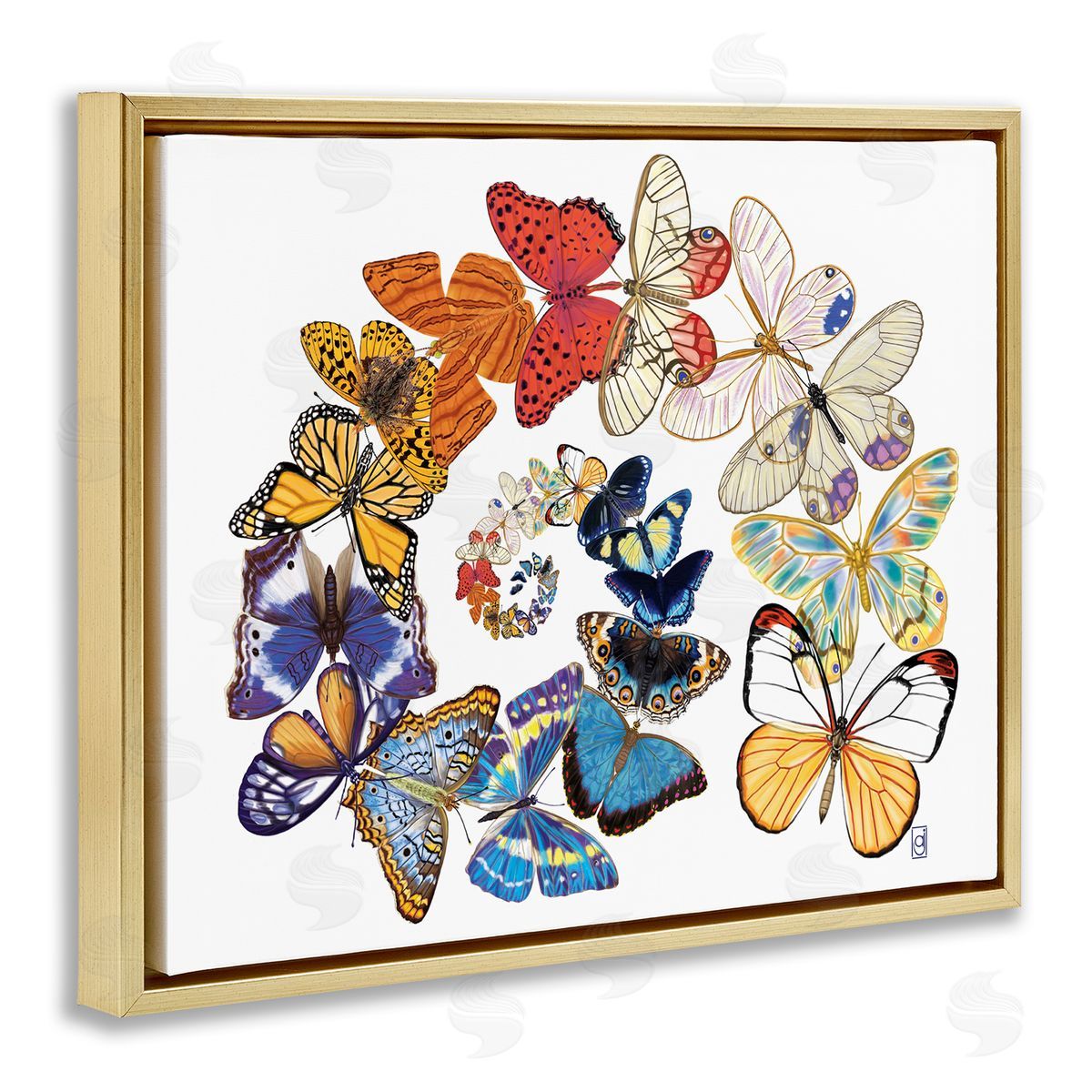 Ann Jasperson Fly Away Butterflies Gold Floating Frame Canvas Wall Art Print