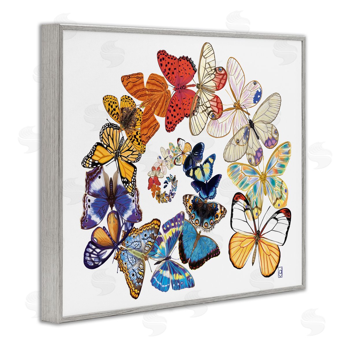 Ann Jasperson Fly Away Butterflies Gray Framed Giclee Wall Art Print