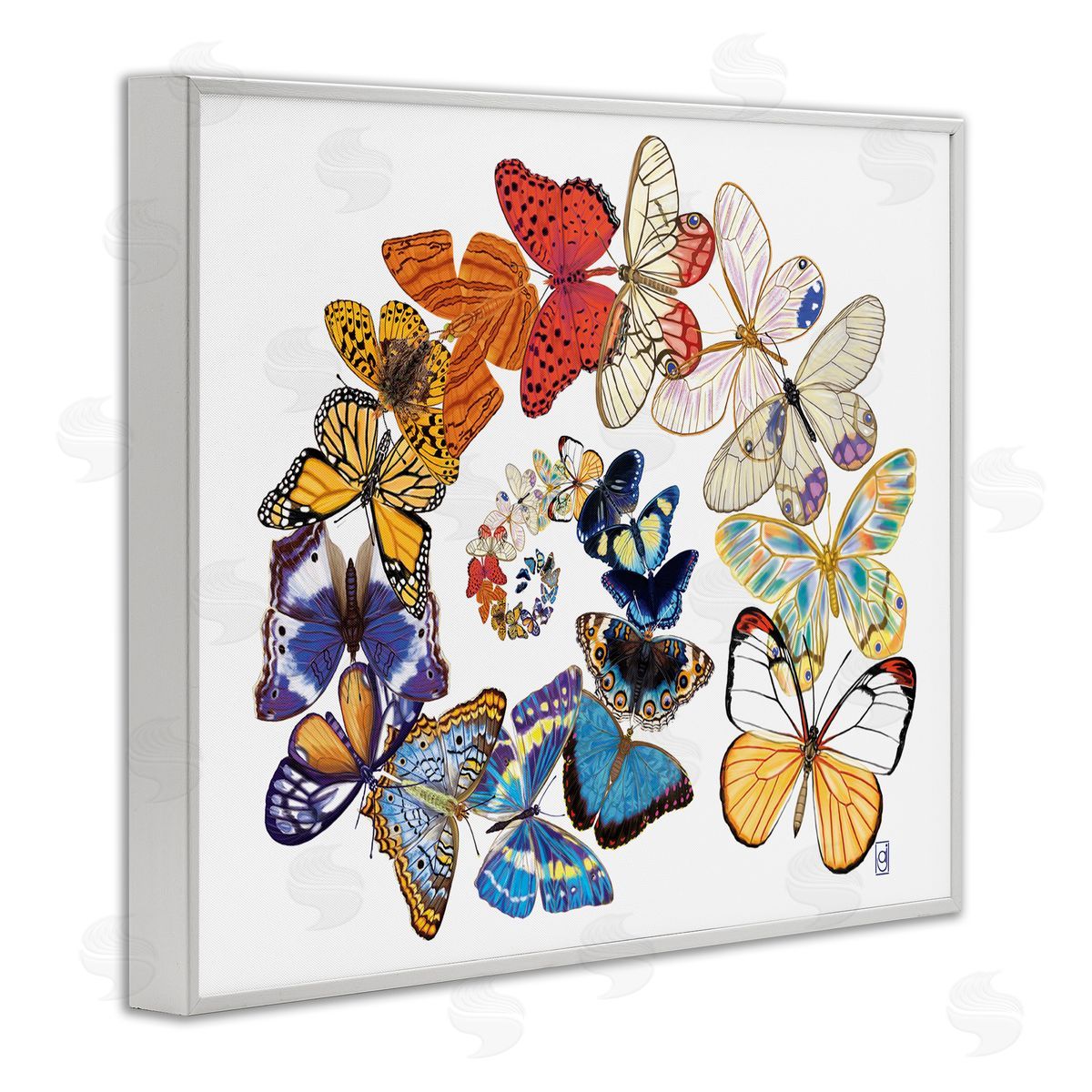 Ann Jasperson Fly Away Butterflies White Framed Giclee Wall Art Print