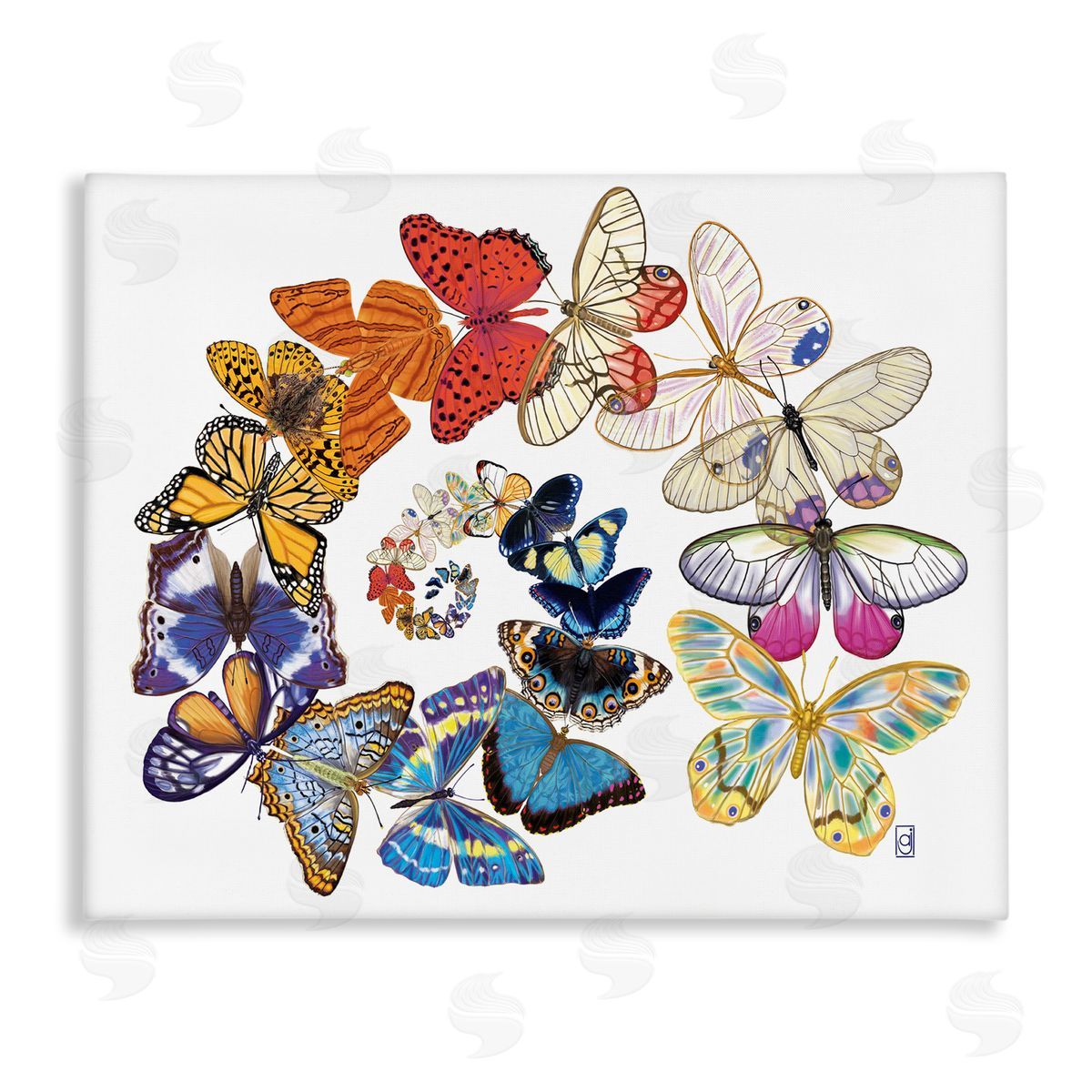 Ann Jasperson Flying Butterfly Spiral Canvas Wall Art Print