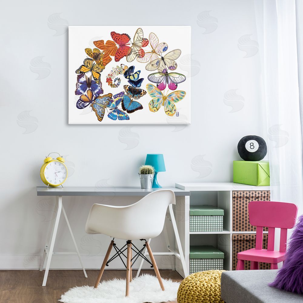Ann Jasperson Flying Butterfly Spiral Canvas Wall Art Print in Room