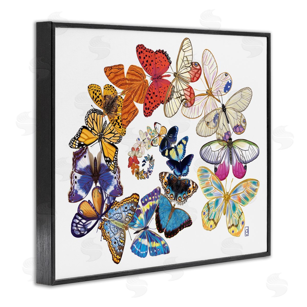 Ann Jasperson Flying Butterfly Spiral Black Framed Giclee Wall Art Print
