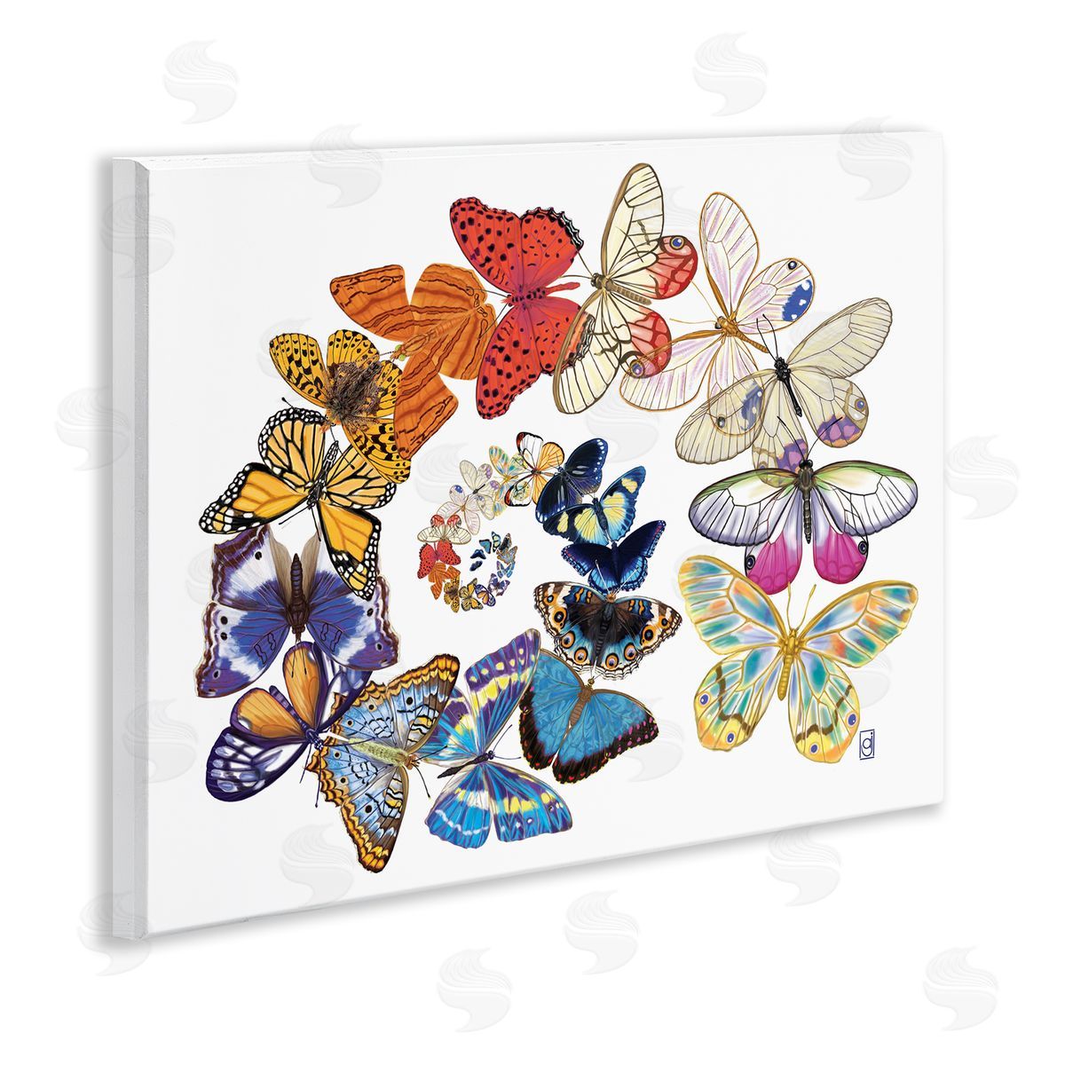 Ann Jasperson Flying Butterfly Spiral Wooden Wall Plaque Art Print