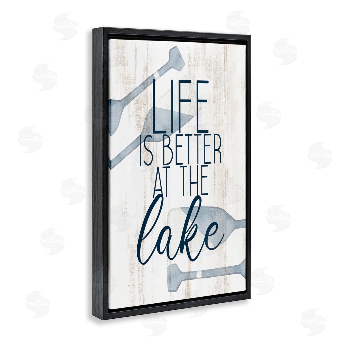 Kim Allen Better at Lake with Oars Black Floating Frame Canvas Wall Art Print