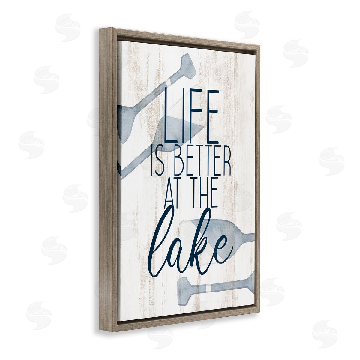 Kim Allen Better at Lake with Oars Brown Floating Frame Canvas Wall Art Print