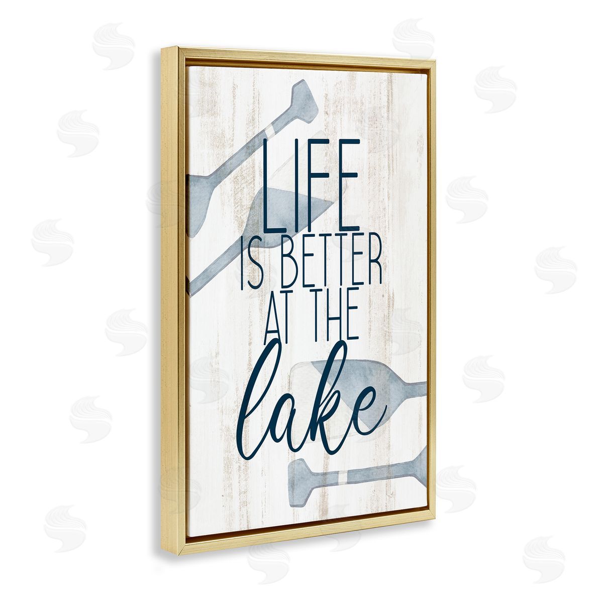 Kim Allen Better at Lake with Oars Gold Floating Frame Canvas Wall Art Print