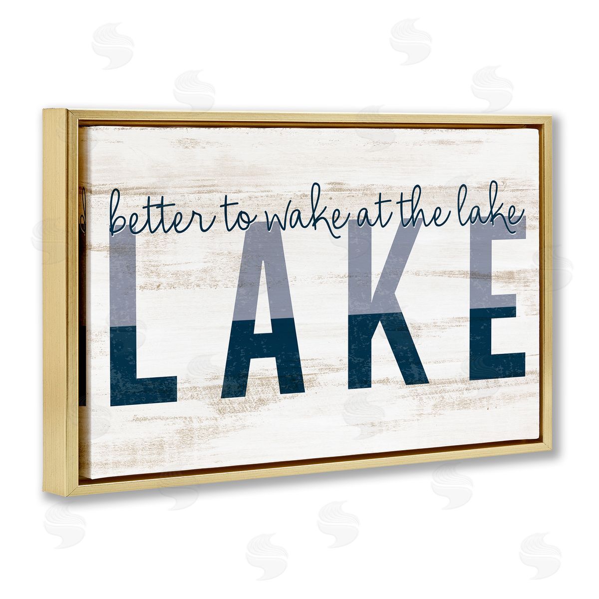 Kim Allen Wake at Lake Rustic Gold Floating Frame Canvas Wall Art Print