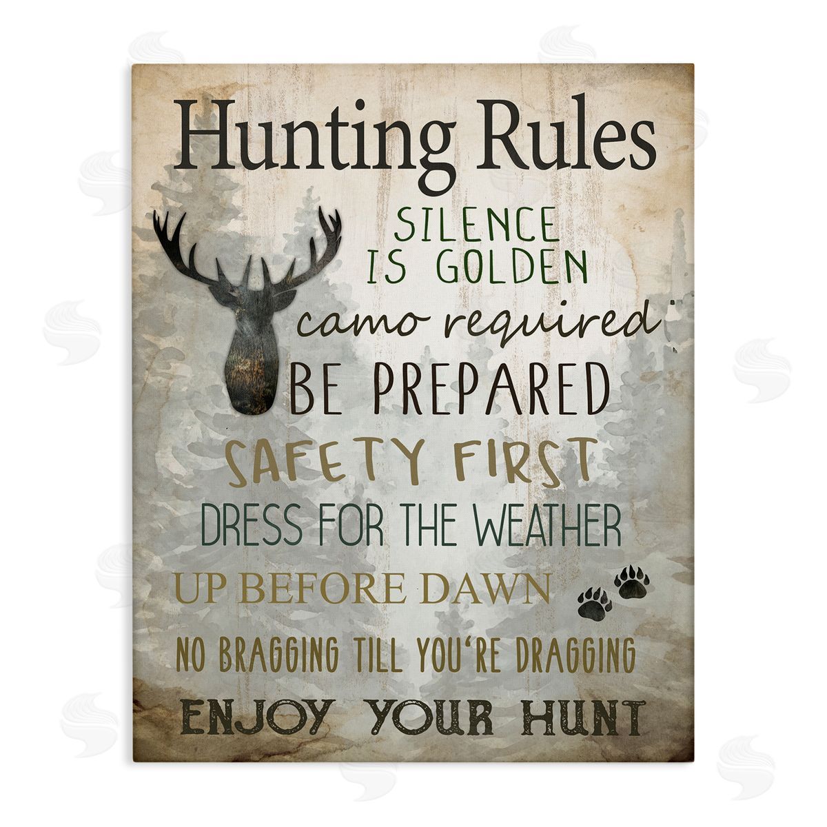 Kim Allen Rustic Hunting Rules Canvas Wall Art Print