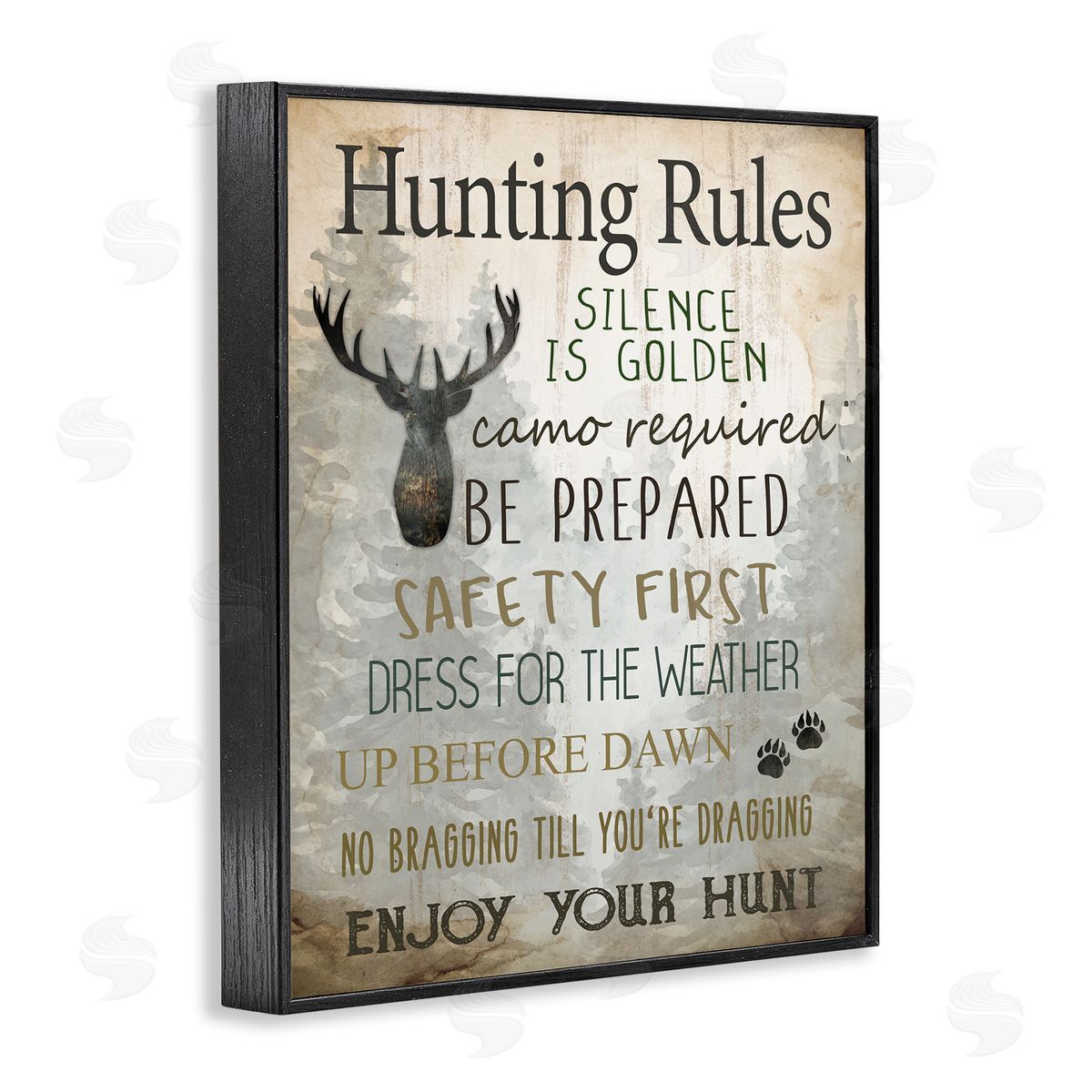 Kim Allen Rustic Hunting Rules Black Framed Giclee Wall Art Print