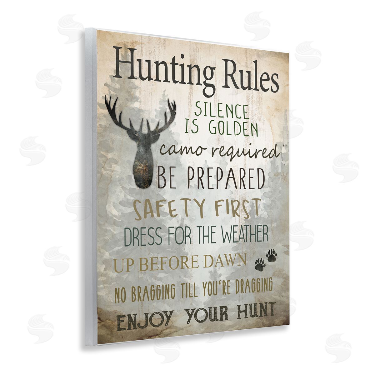 Kim Allen Rustic Hunting Rules Wooden Wall Plaque Art Print