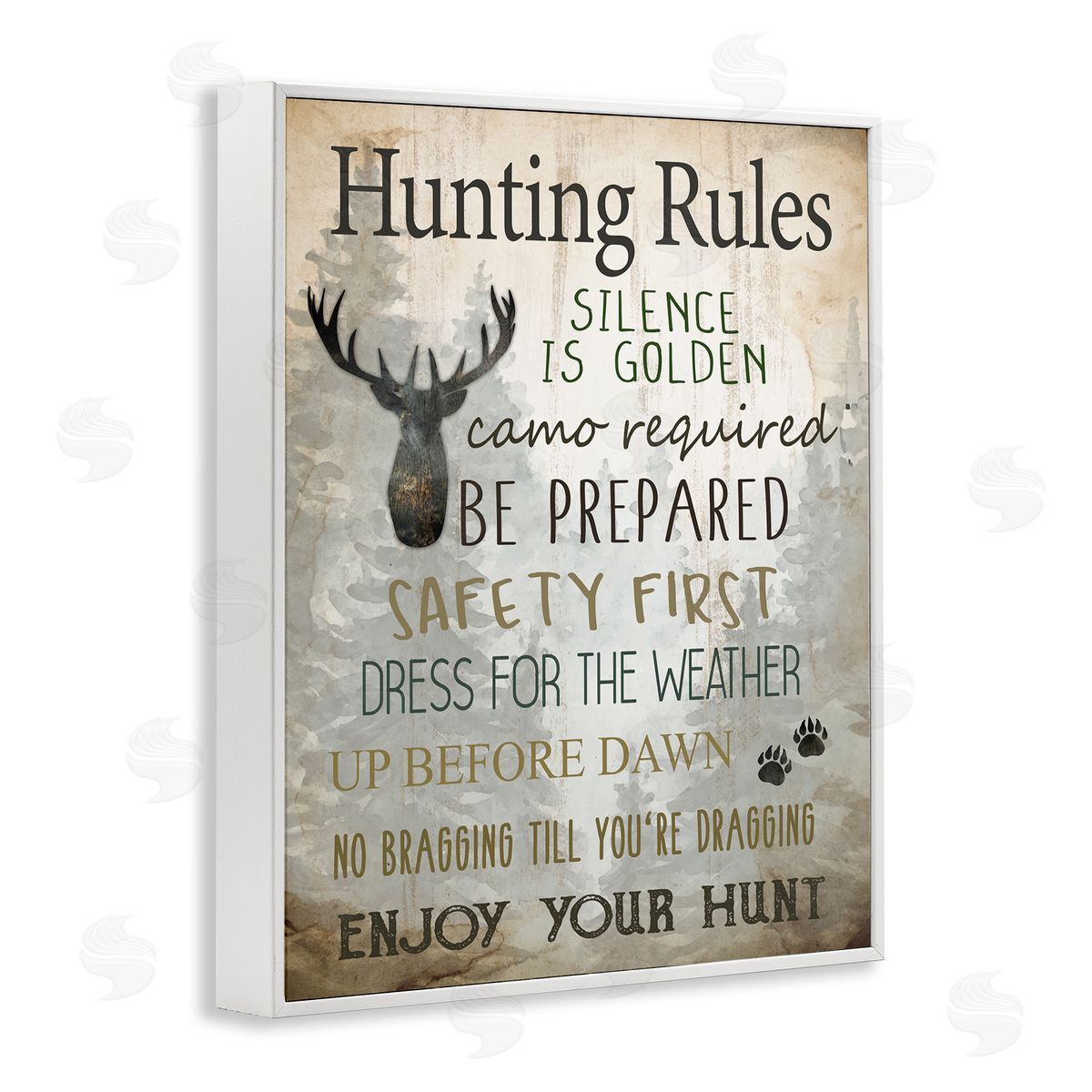 Kim Allen Rustic Hunting Rules White Framed Giclee Wall Art Print