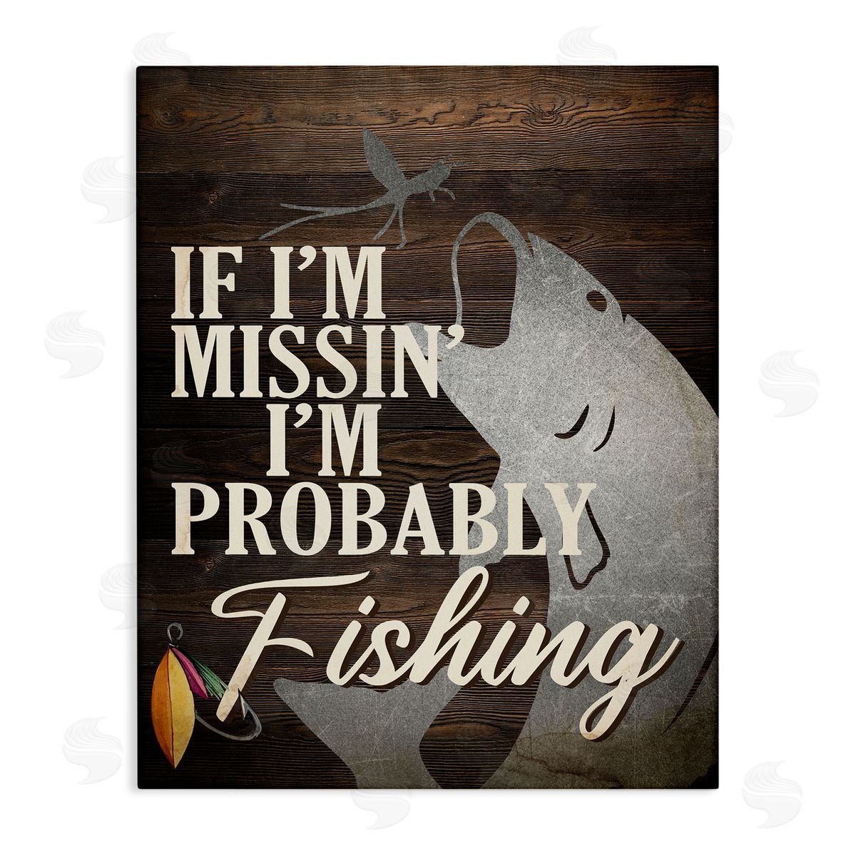 Kim Allen Rustic Probably Fishing Canvas Wall Art Print