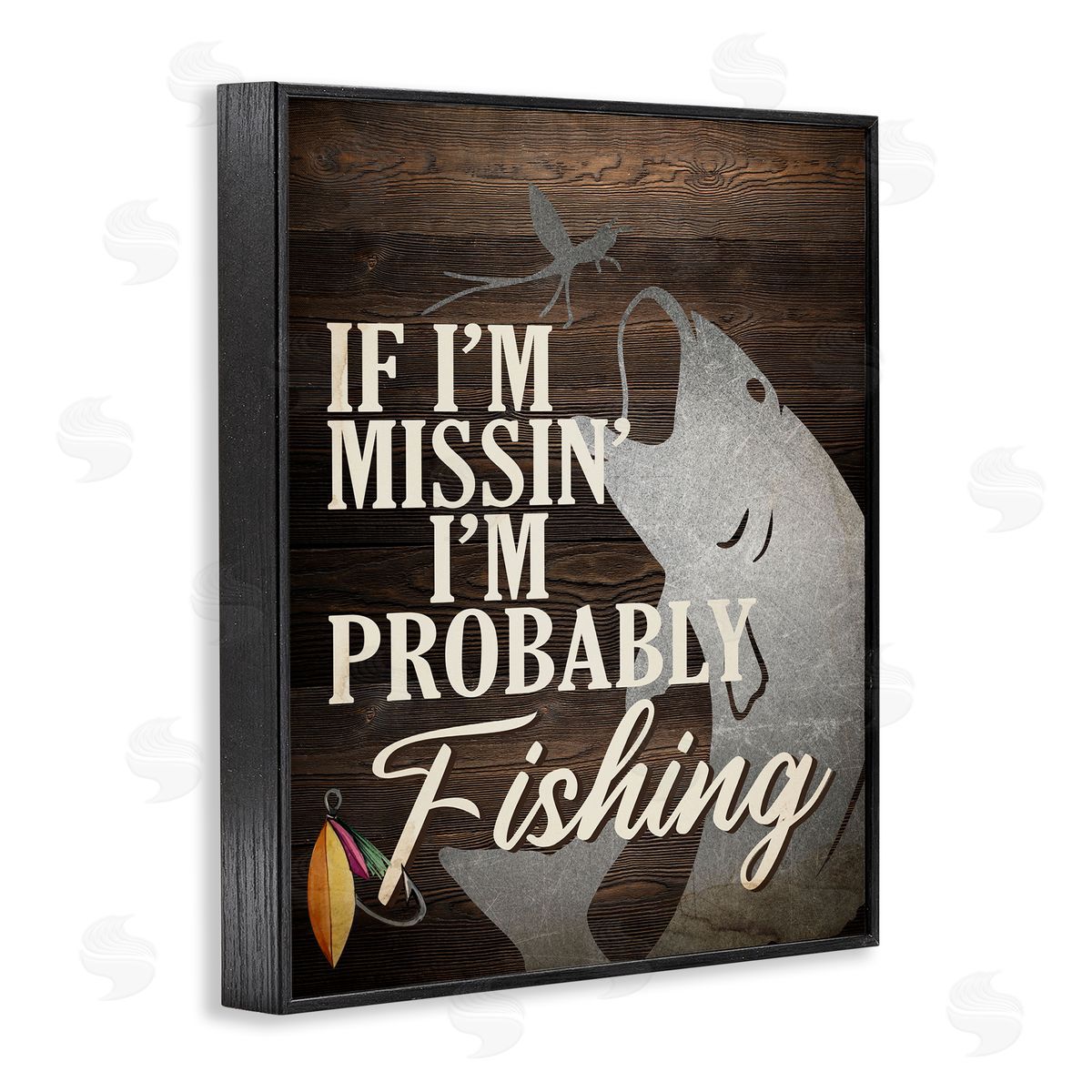 Kim Allen Rustic Probably Fishing Black Framed Giclee Wall Art Print