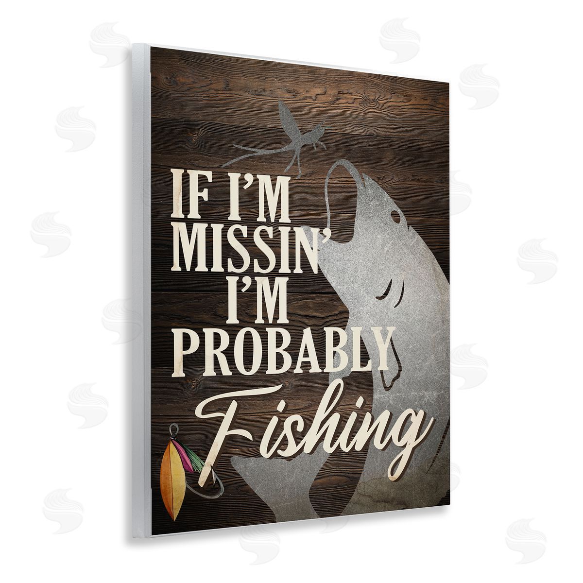 Kim Allen Rustic Probably Fishing Wooden Wall Plaque Art Print
