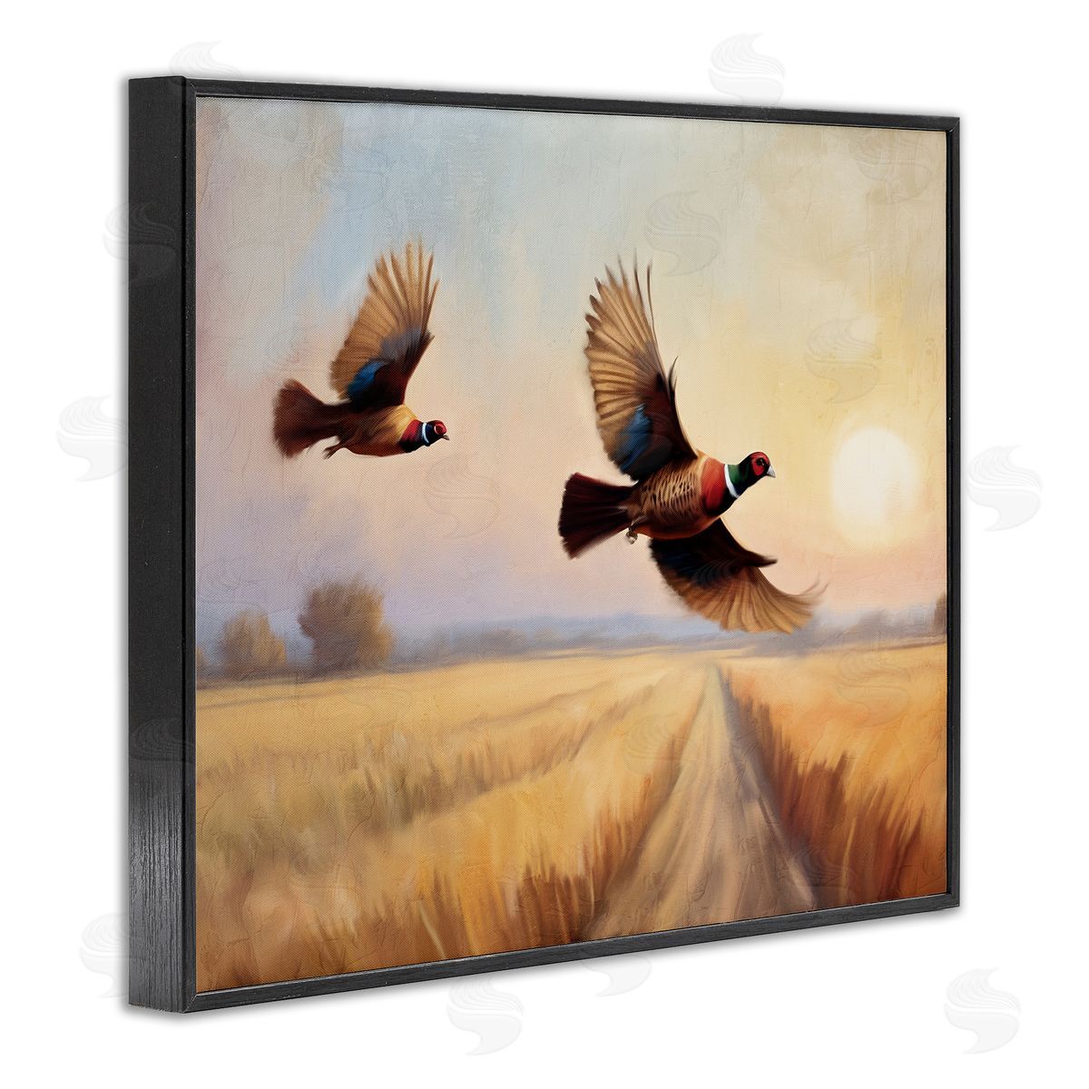 Kim Allen Fall Flight Pheasants Black Framed Giclee Wall Art Print