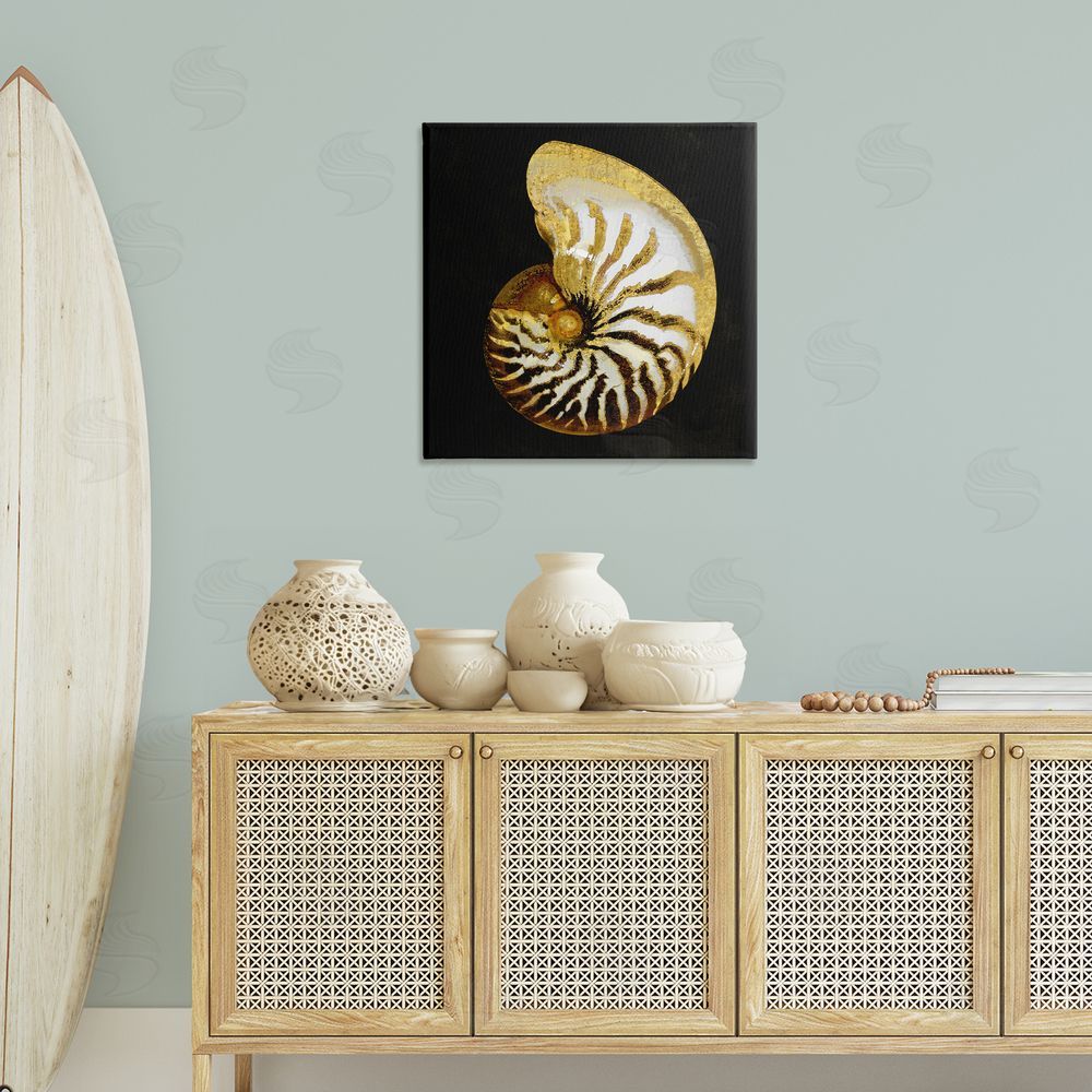 Caroline Kelly Spiral Patterned Shell Canvas Wall Art Print in Room