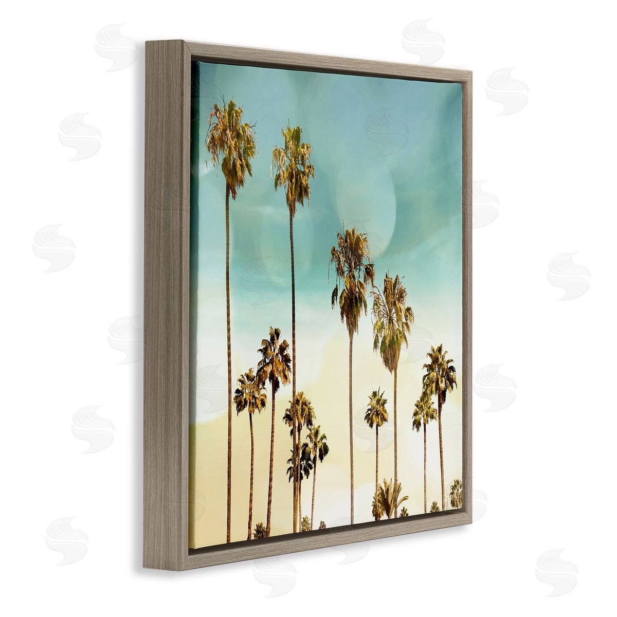 Devon Davis Palm Tree Beach Sky Brown Floating Frame Canvas Wall Art Print