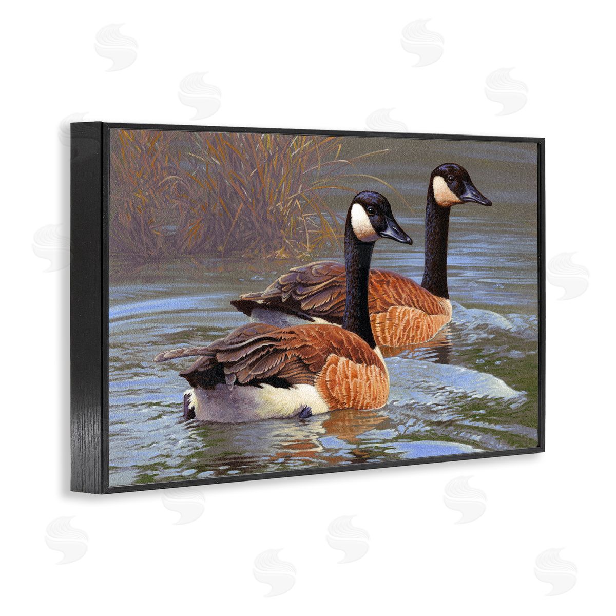 Rod Lawrence Backwater Canada Geese Black Framed Giclee Wall Art Print