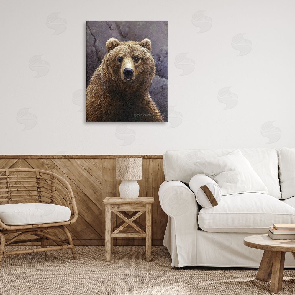 Rod Lawrence Surprised Bear Portrait Canvas Wall Art Print in Room