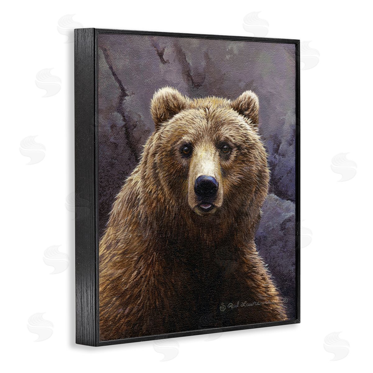 Rod Lawrence Surprised Bear Portrait Black Framed Giclee Wall Art Print
