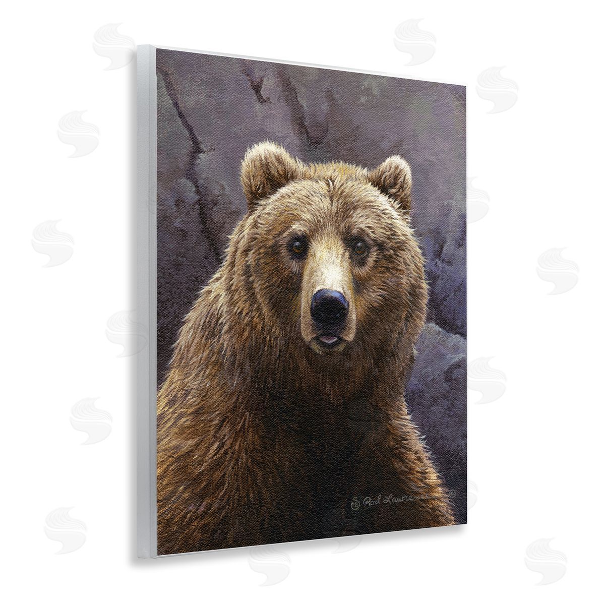 Rod Lawrence Surprised Bear Portrait Wooden Wall Plaque Art Print