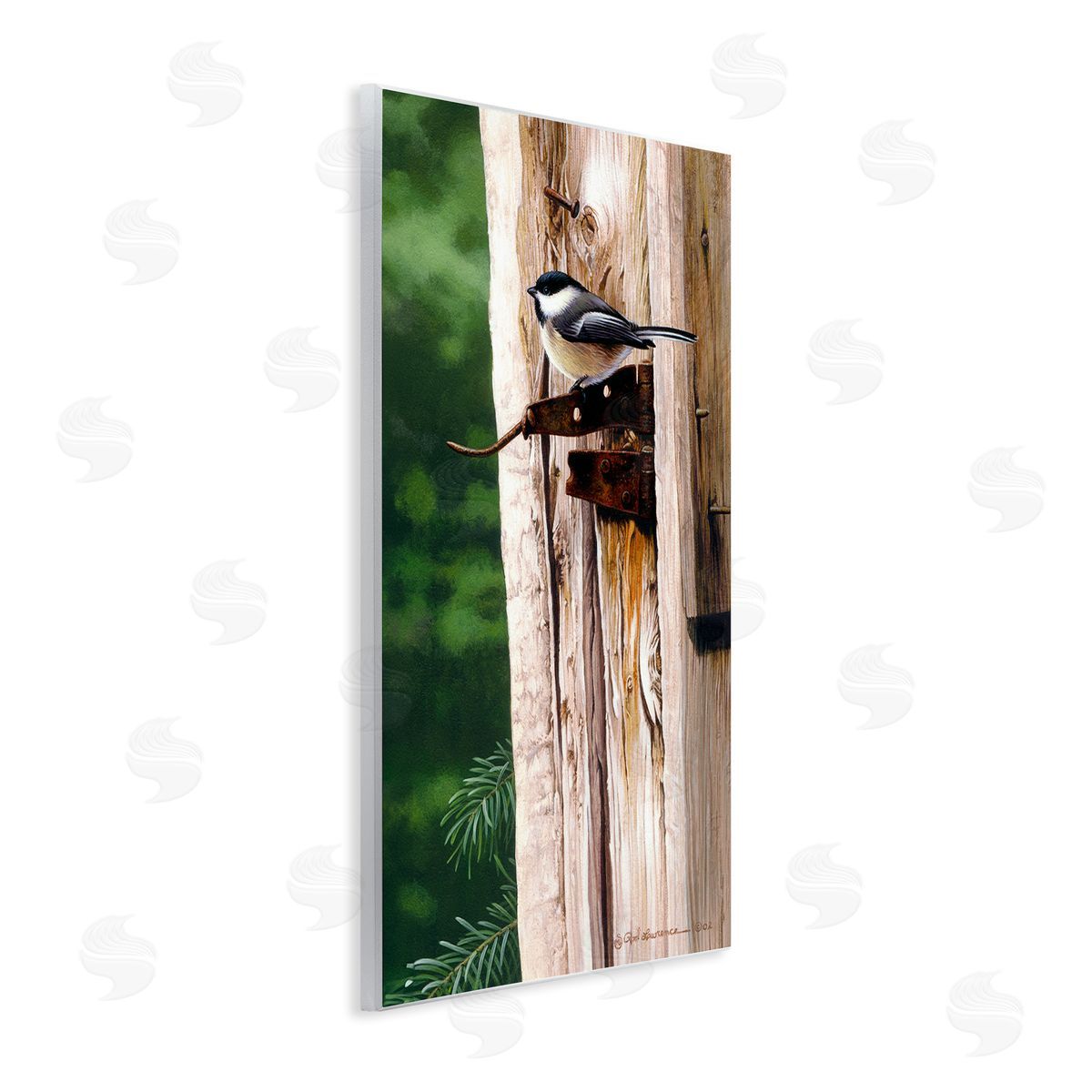 Rod Lawrence Bird on Rusty Perch Wooden Wall Plaque Art Print