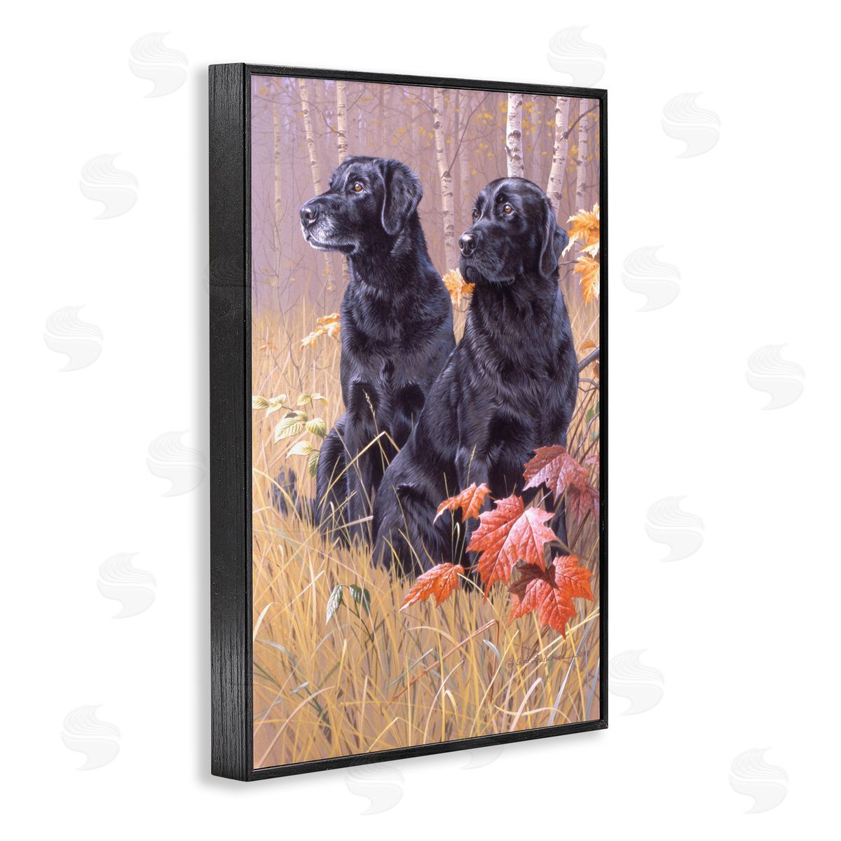 Rod Lawrence Autumnal Black Dogs Black Framed Giclee Wall Art Print