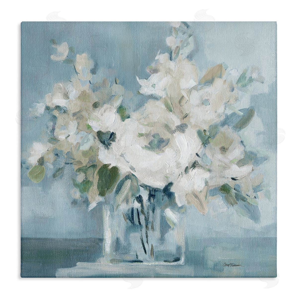Carol Robinson Soft White Blossoms Vase Canvas Wall Art Print
