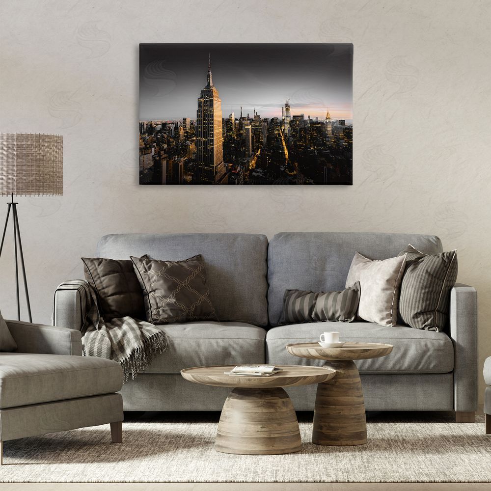 CAD Designs Aerial City Horizon Canvas Wall Art Print in Room