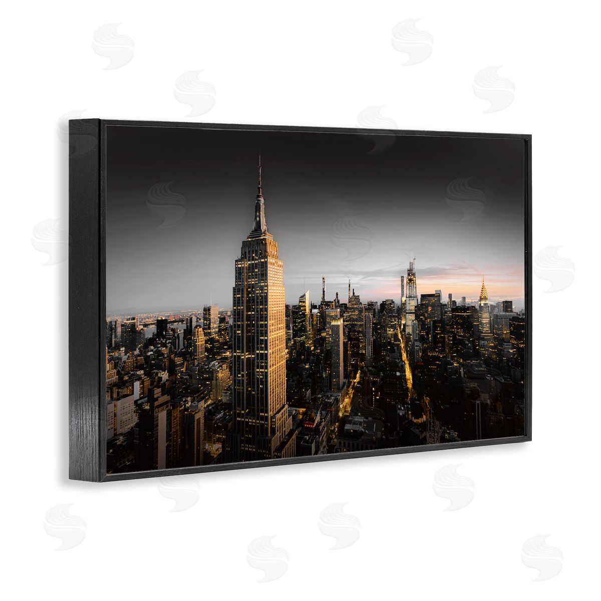 CAD Designs Aerial City Horizon Black Framed Giclee Wall Art Print