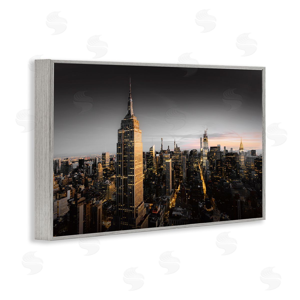 CAD Designs Aerial City Horizon Gray Framed Giclee Wall Art Print
